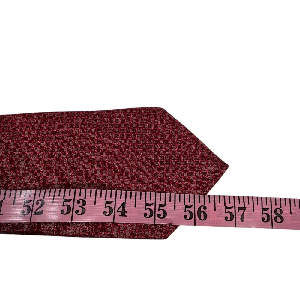 Oscar de la Renta Silk Jacquard Geometric Pattern Red Necktie Men's‎ Formal Work